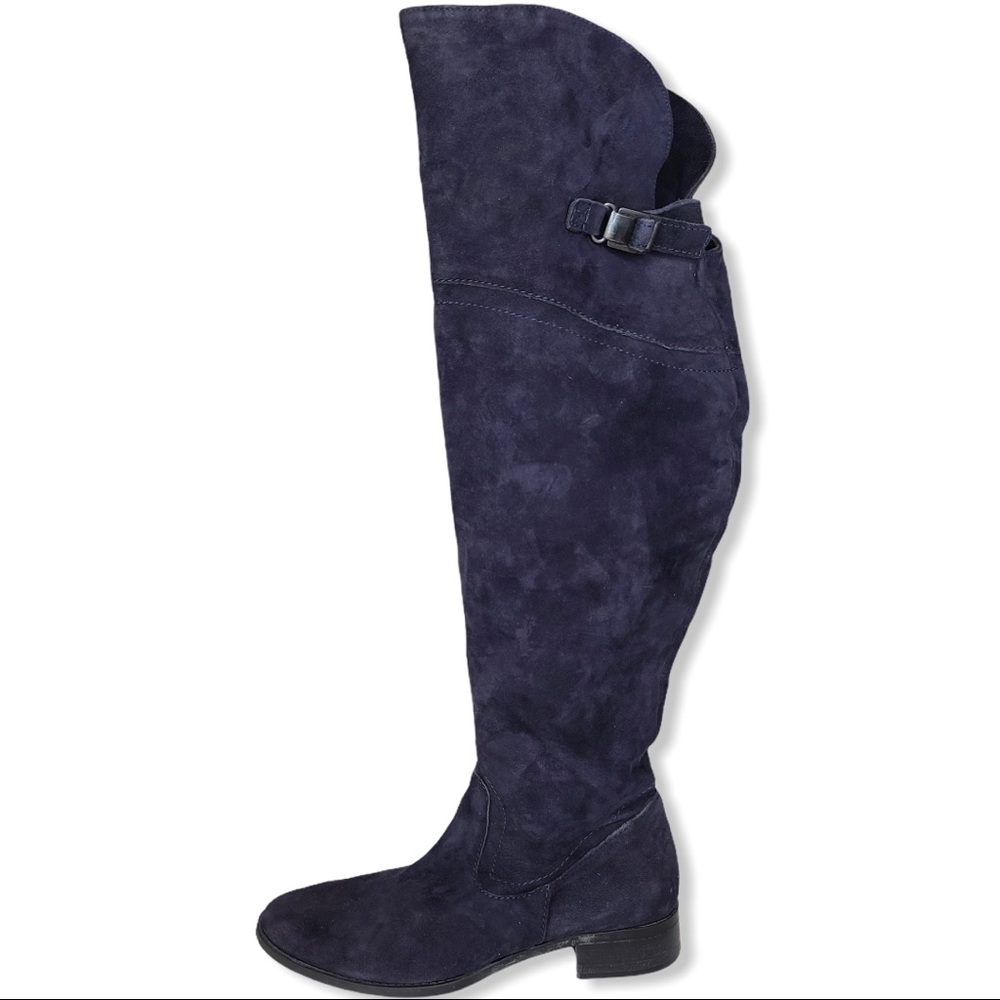 Vera Pelle Bata navy blue OTK suede boots size 39